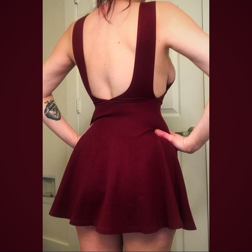 American Apparel Burgundy ponte backless dress